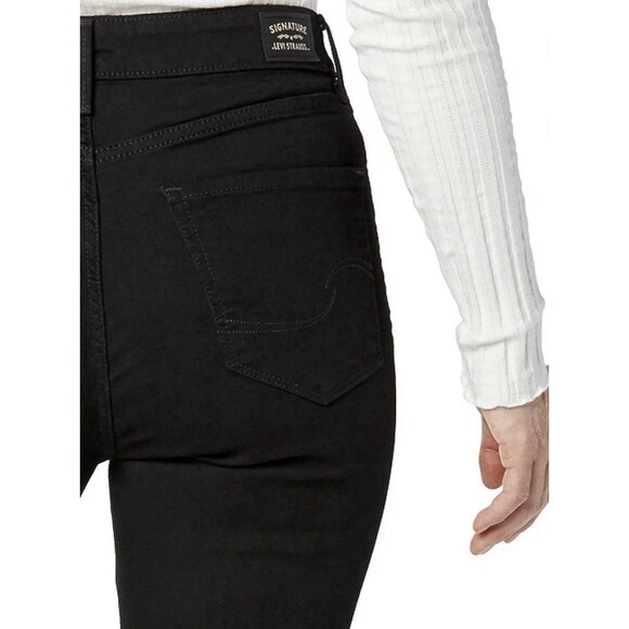 Levi Strauss Signature High-Rise Skinny Jeans Black Size 14S Super Stretch - Picture 4 of 6